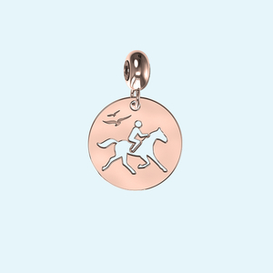 Horse Riding Charm in Rose Gold