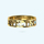 Broad name ring band in gold, with March birthstone & custom name by memi jewellery