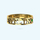 Broad name ring band in gold, with May birthstone & custom name by memi jewellery