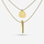 Layered drop bar and pebble pendant necklace in solid gold