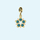 Blue Zircon Crystal Flower Charm in Gold by Memi Jewellery